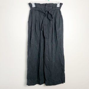 Zara Basics Black High Rise Paperbag Belted Wide Leg Trousers 2